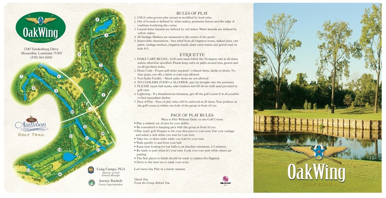 Oak Wing Golf Club, Alexandria, Louisiana Golf course information and